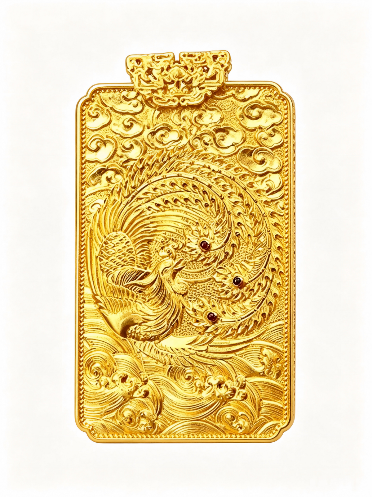Hand-Carved 24K Gold Phoenix & Auspicious Cloud Pendant — Bespoke Commission