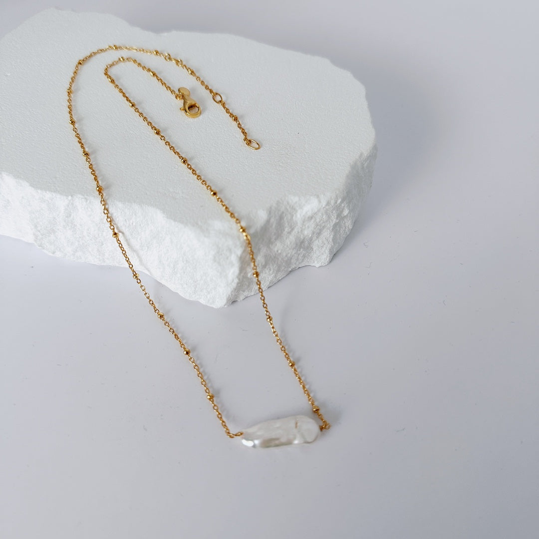 Baroque Pearl Chain Necklace — Baroque Pearl & 18K Gold Vermeil | SENLORE