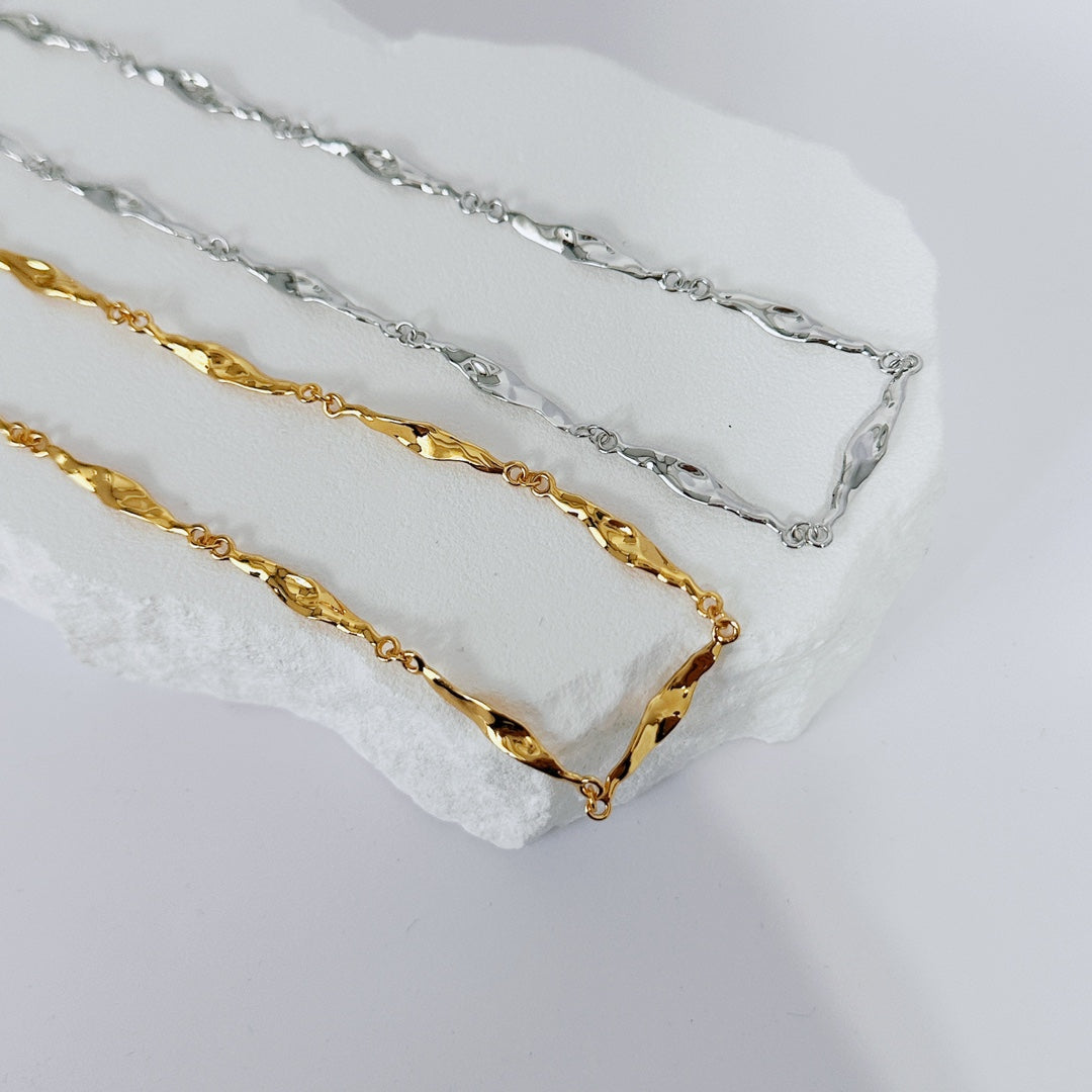 Knot-Bamboo Wave Necklace — Sterling Silver & 18K Gold Vermeil | SENLORE