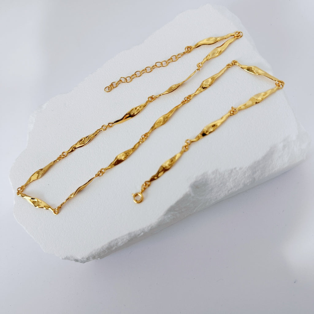 Knot-Bamboo Wave Necklace — Sterling Silver & 18K Gold Vermeil | SENLORE