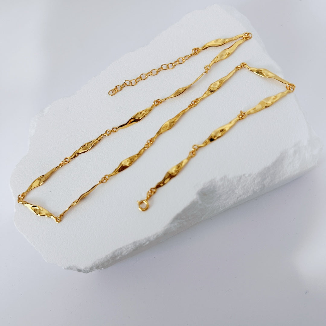 Knot-Bamboo Wave Necklace — Sterling Silver & 18K Gold Vermeil | SENLORE
