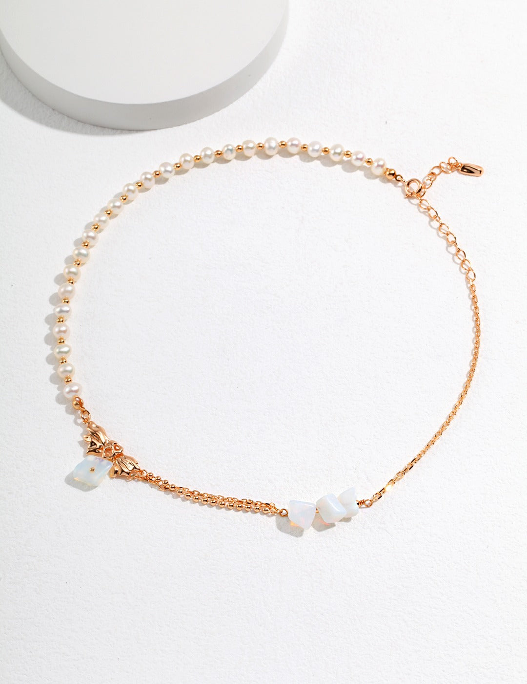 Moonstone Pearl Necklace — Sterling Silver, 18K Gold Vermeil, natural freshwater pearl, moonstone | SENLORE