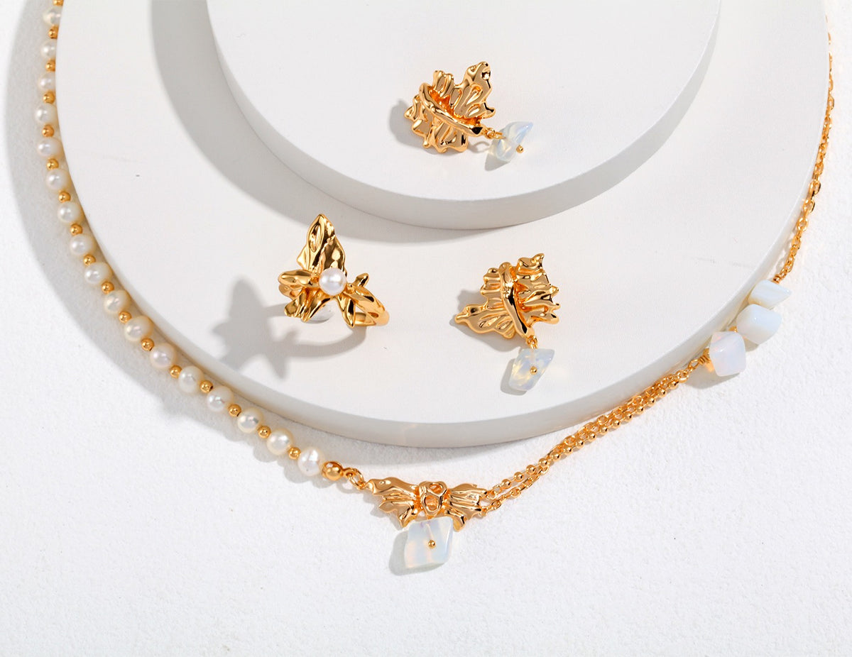 Moonstone Pearl Necklace — Sterling Silver, 18K Gold Vermeil, natural freshwater pearl, moonstone | SENLORE