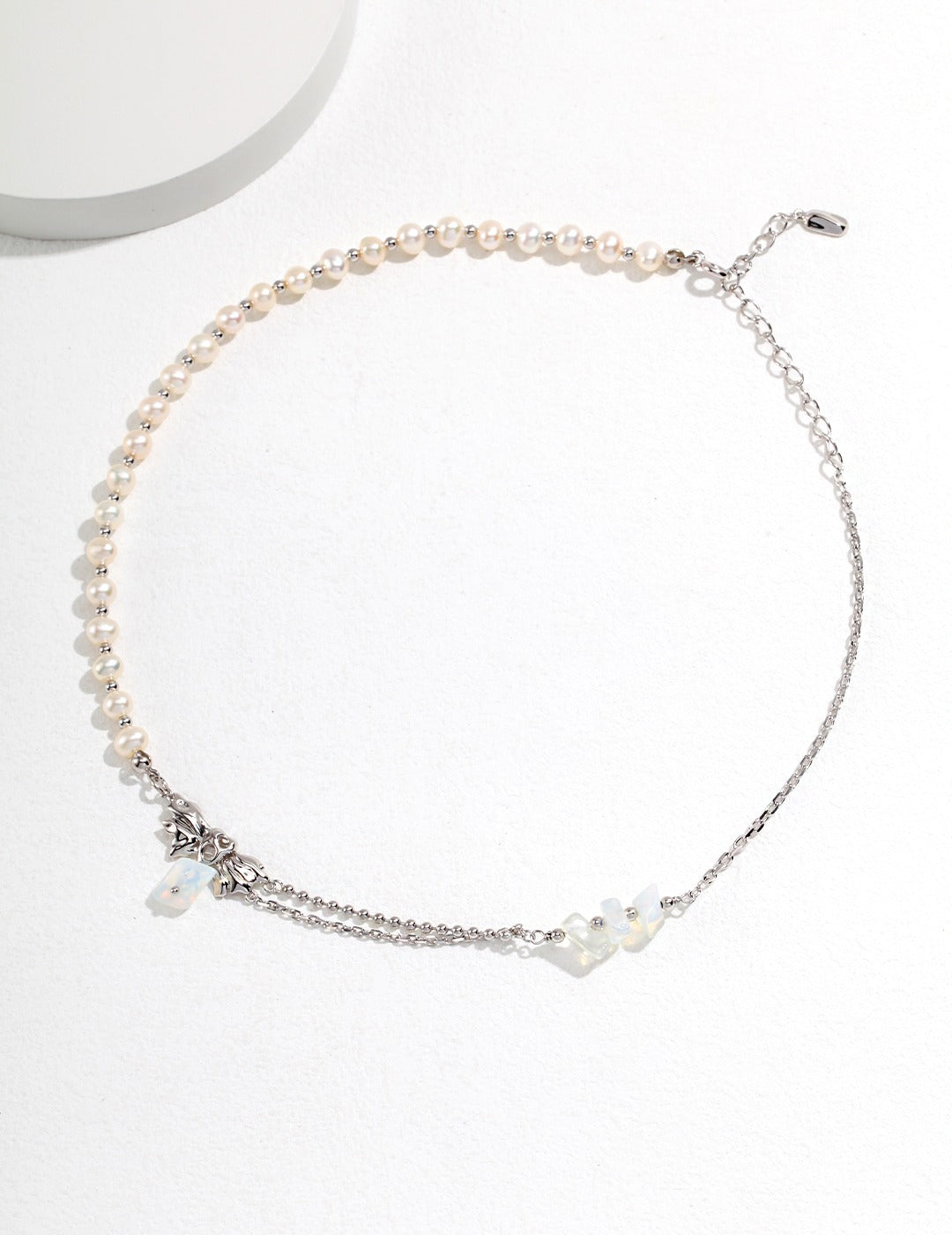 Moonstone Pearl Necklace — Sterling Silver, 18K Gold Vermeil, natural freshwater pearl, moonstone | SENLORE