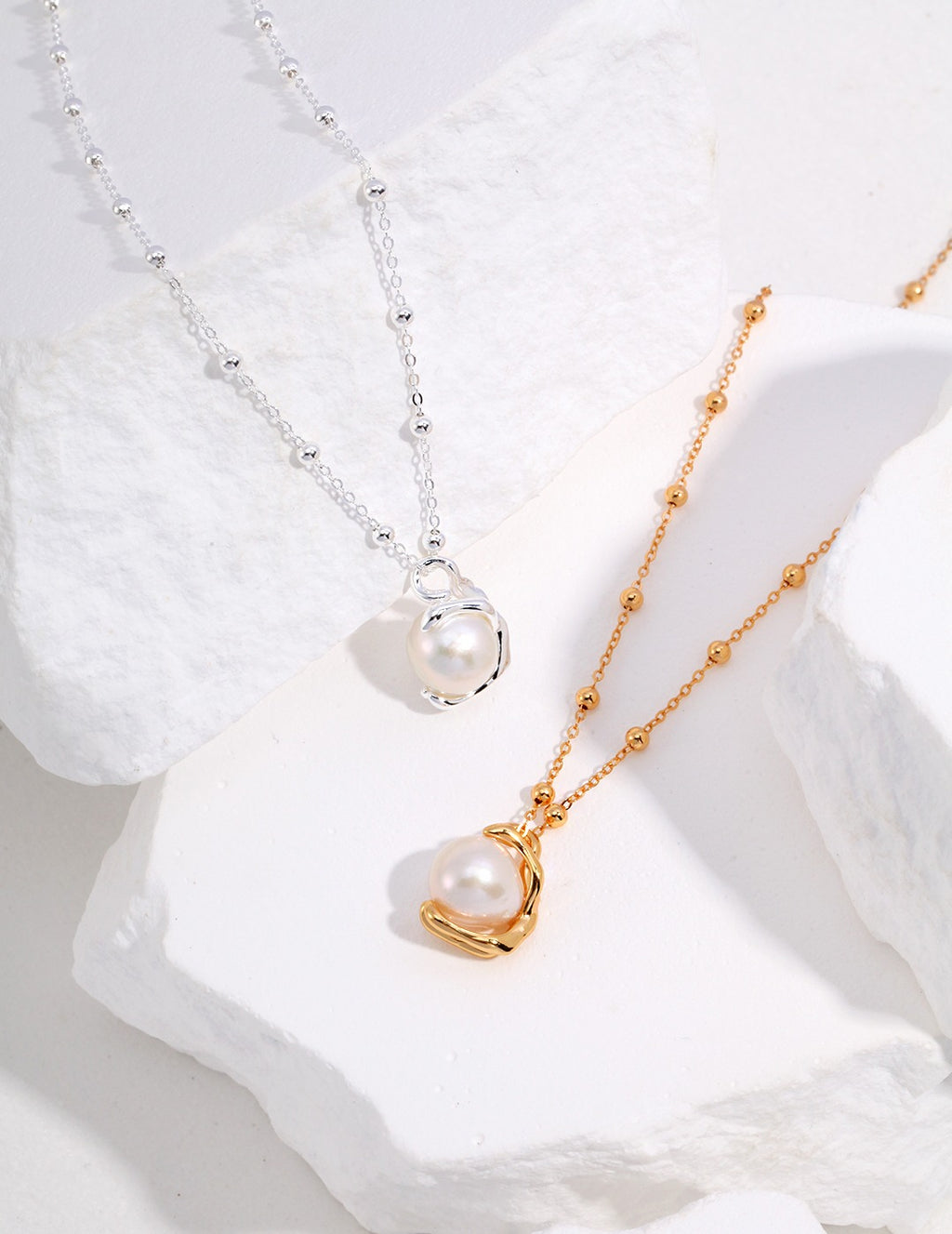 Round Baroque Pearl Pendant Necklace — Sterling Silver, 18K Gold Vermeil, natural freshwater pearl | SENLORE