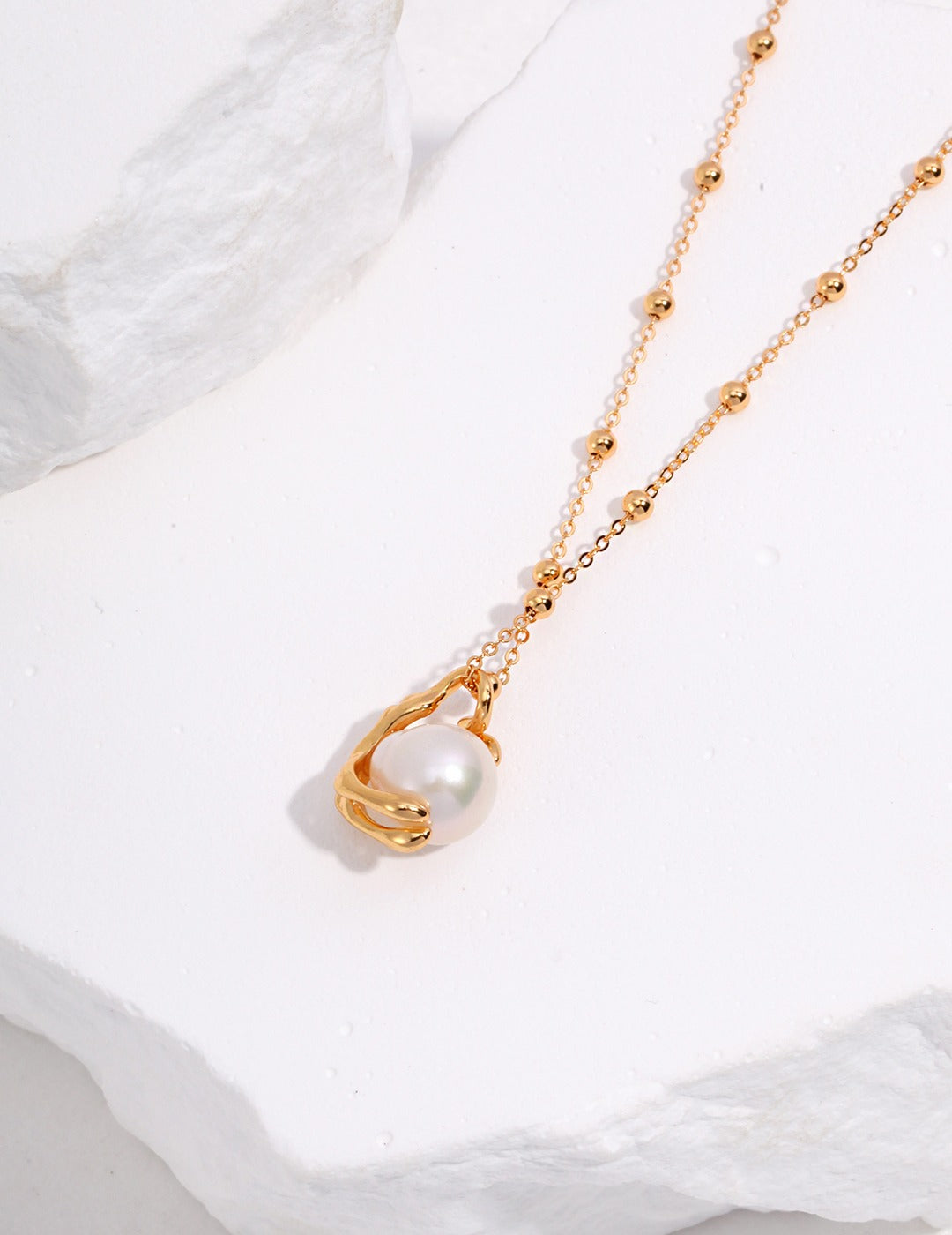 Round Baroque Pearl Pendant Necklace — Sterling Silver, 18K Gold Vermeil, natural freshwater pearl | SENLORE