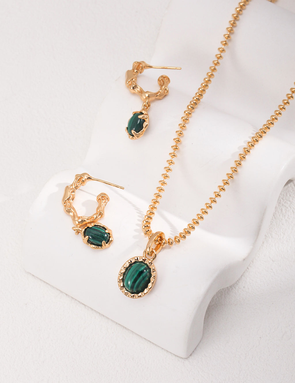 Malachite Coral Earrings — 18K Gold Vermeil, malachite | SENLORE