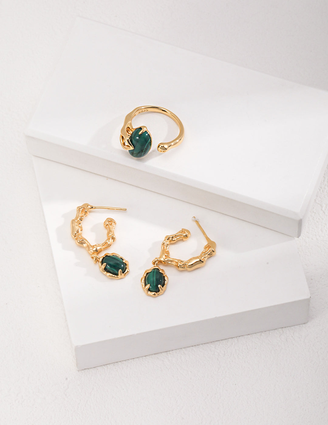 Malachite Coral Earrings — 18K Gold Vermeil, malachite | SENLORE