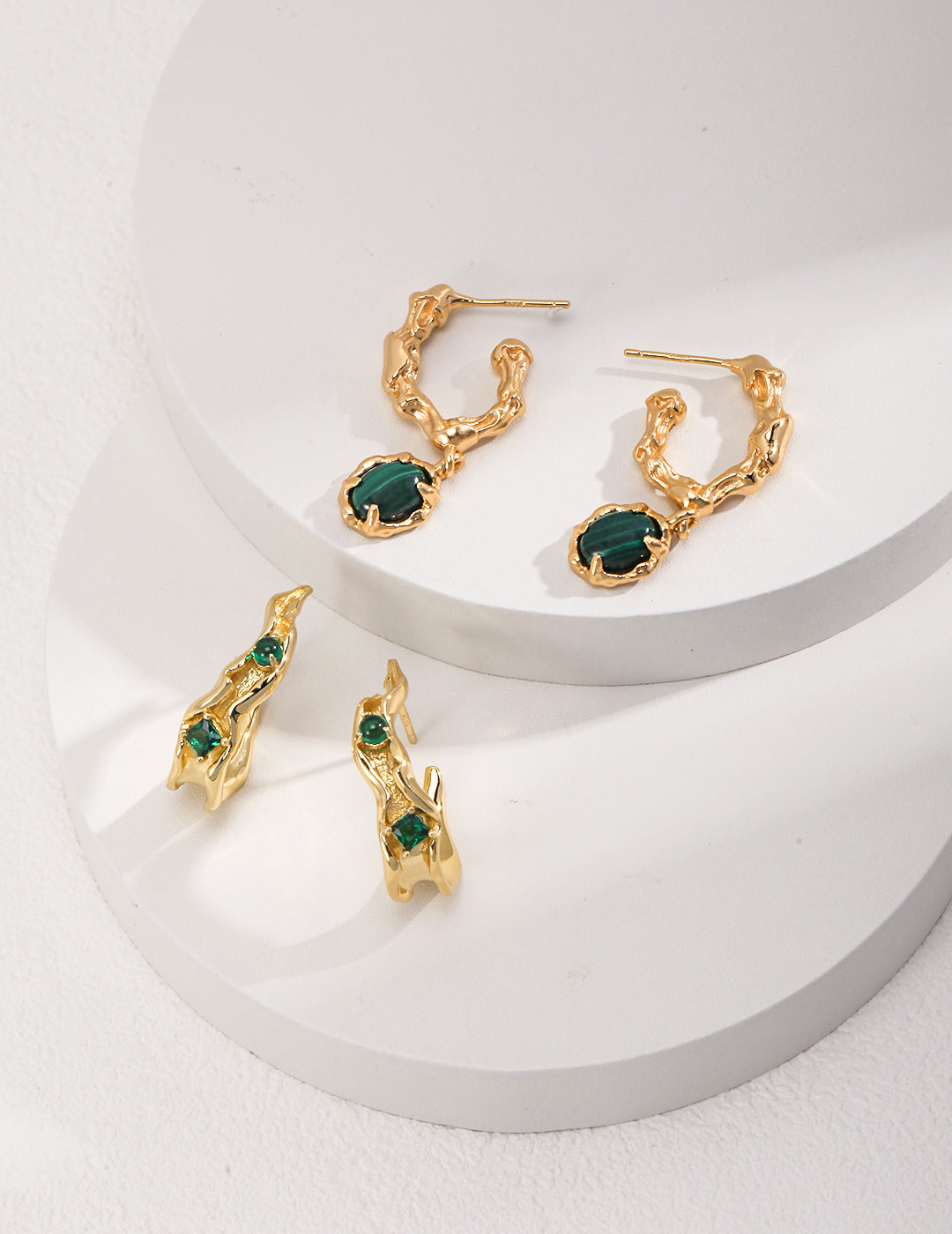 Malachite Coral Earrings — 18K Gold Vermeil, malachite | SENLORE