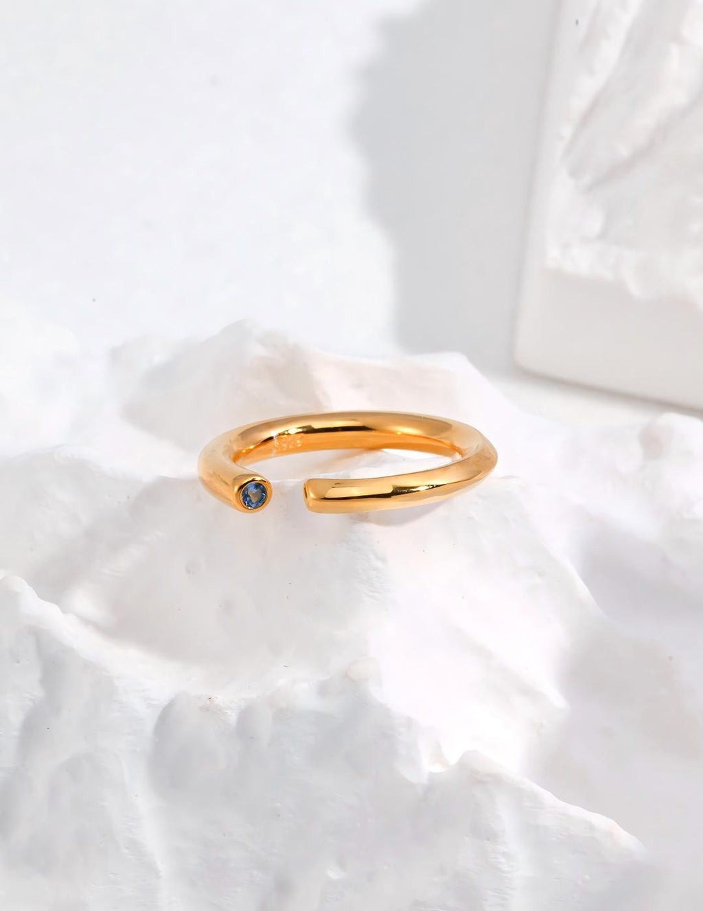 Minimal Blue Zircon Ring — Sterling Silver, 18K Gold Vermeil, cubic zirconia | SENLORE