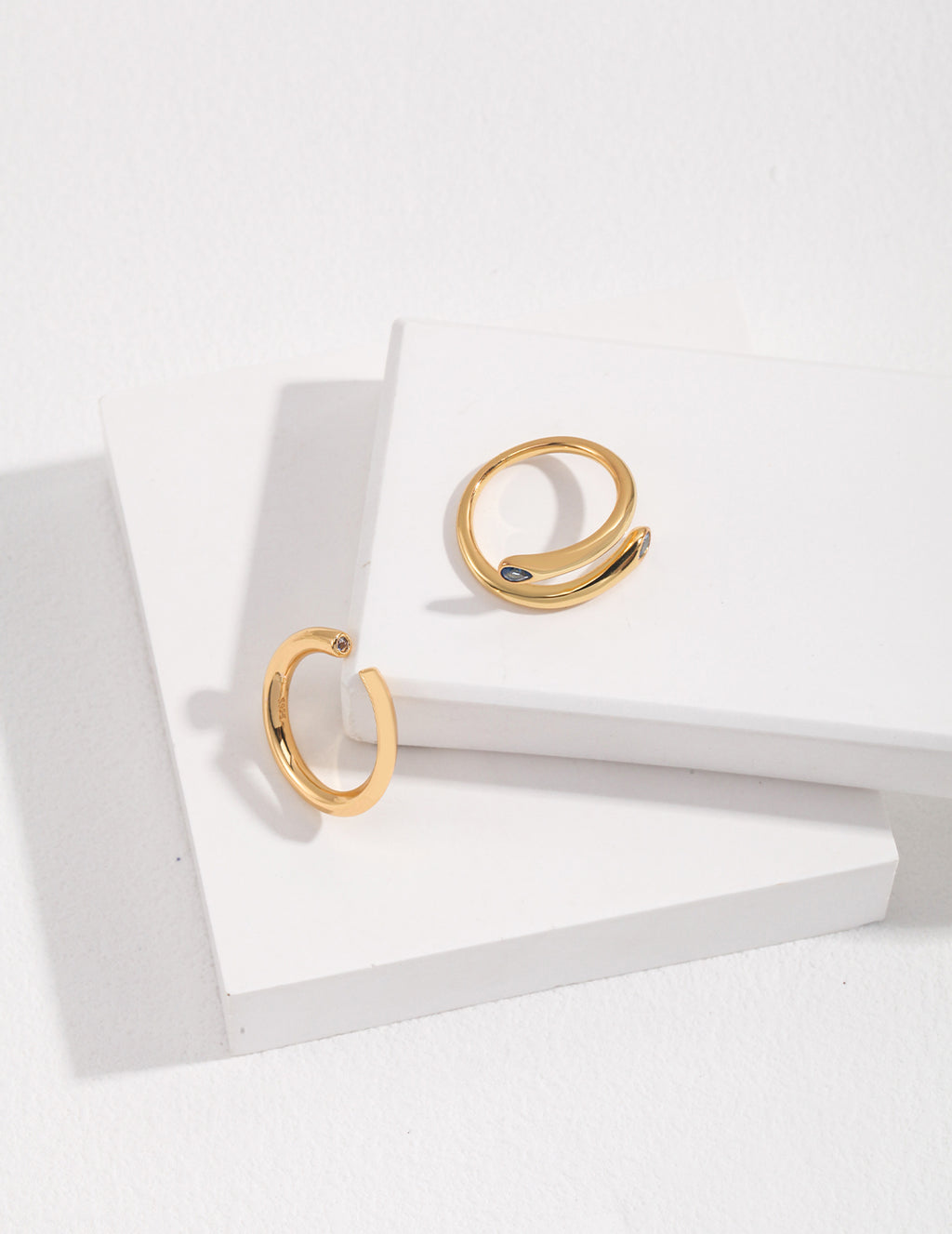 Minimal Blue Zircon Ring — Sterling Silver, 18K Gold Vermeil, cubic zirconia | SENLORE