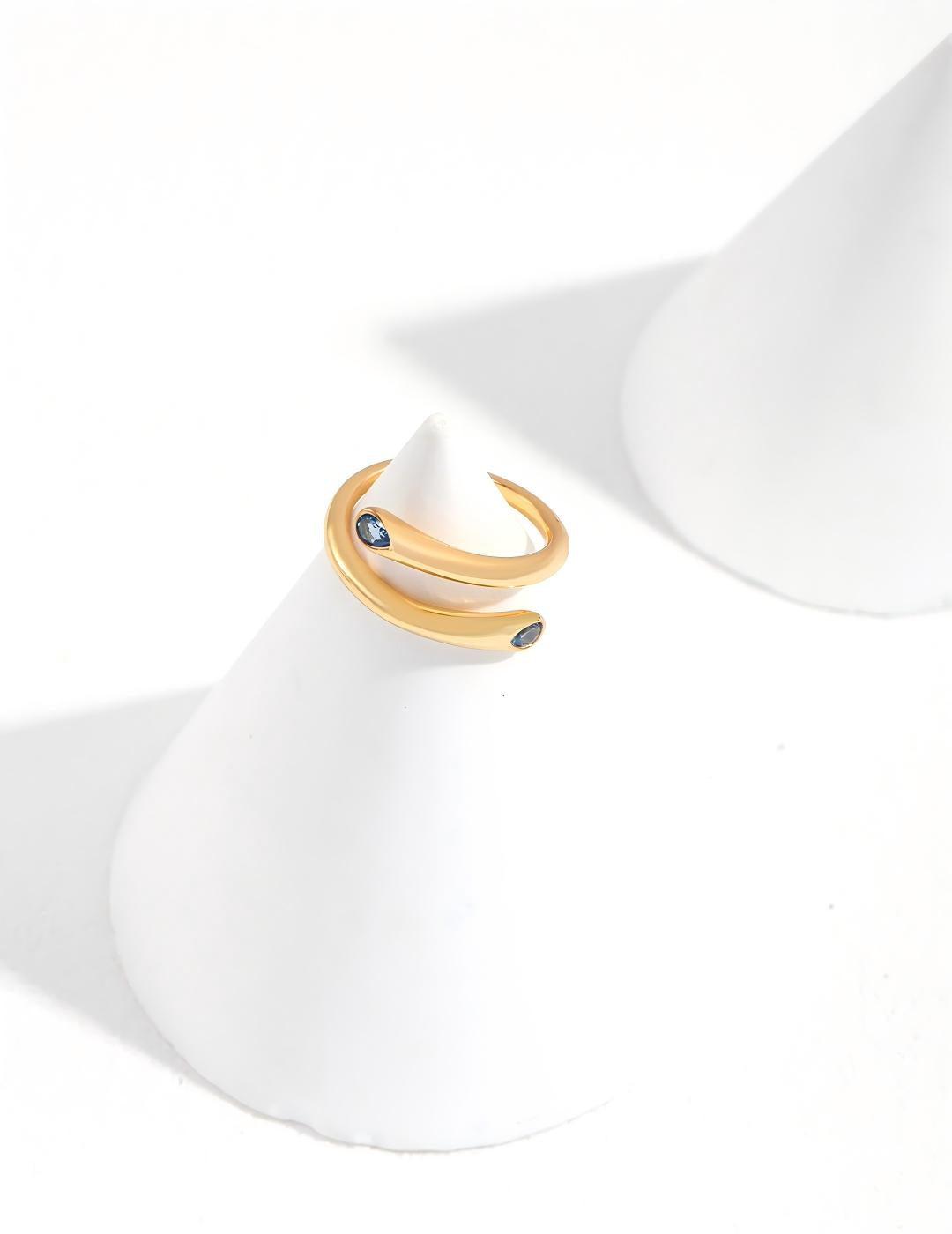 Blue Zircon Line Ring — Sterling Silver, 18K Gold Vermeil, cubic zirconia | SENLORE