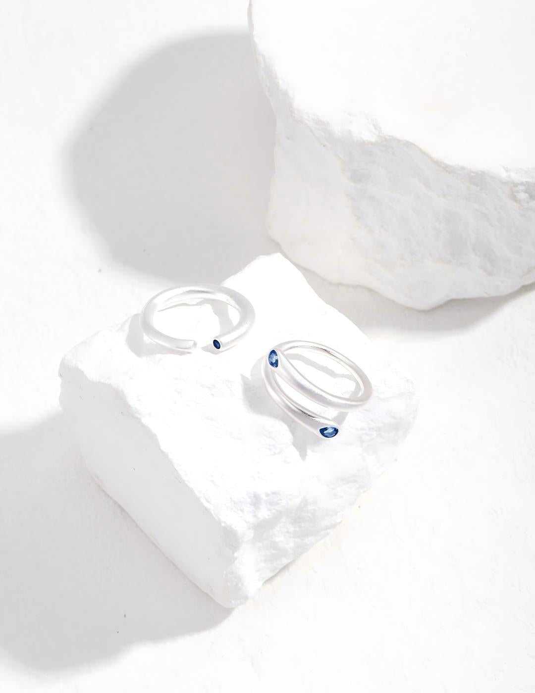 Blue Zircon Line Ring — Sterling Silver, 18K Gold Vermeil, cubic zirconia | SENLORE