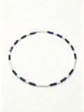 Lapis Lazuli Tube & Silver Bar Necklace