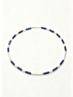 Lapis Lazuli Tube & Silver Bar Necklace