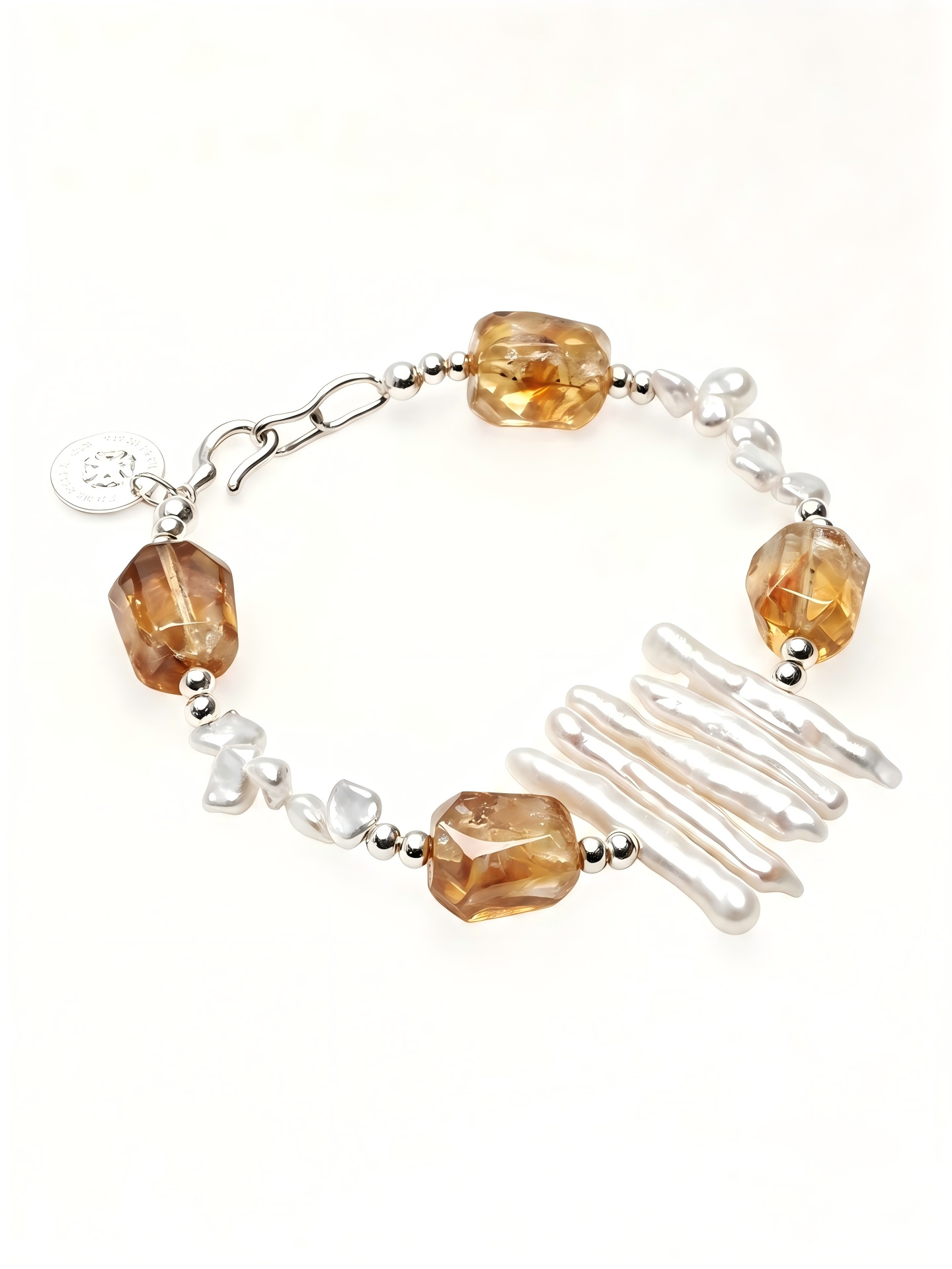 Brazil Citrine Free-form Pearl Bracelet